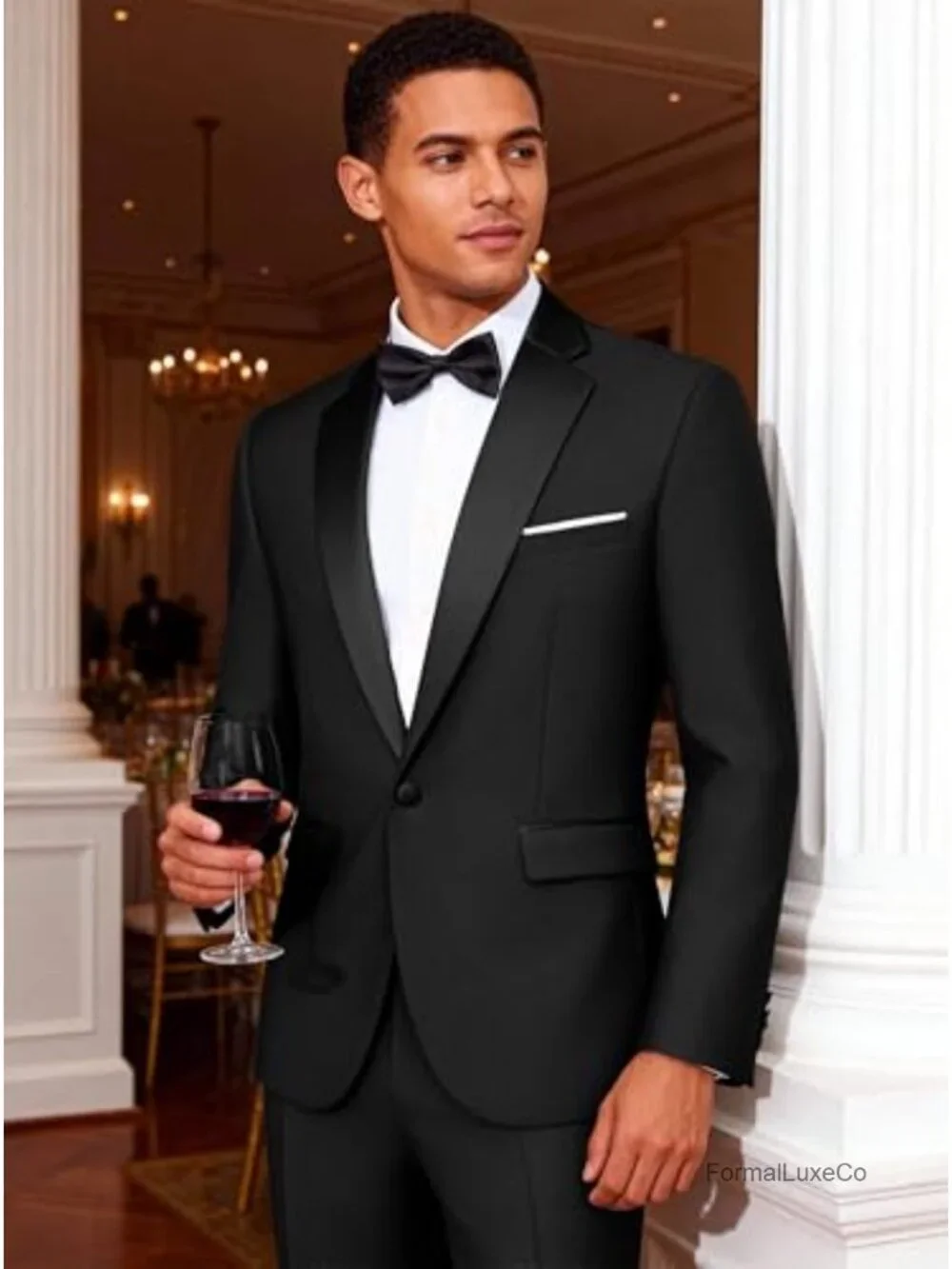 Men's 2 Piece Slim Fit Suit Set One Button Blazer & Pants Tuxedo for Wedding